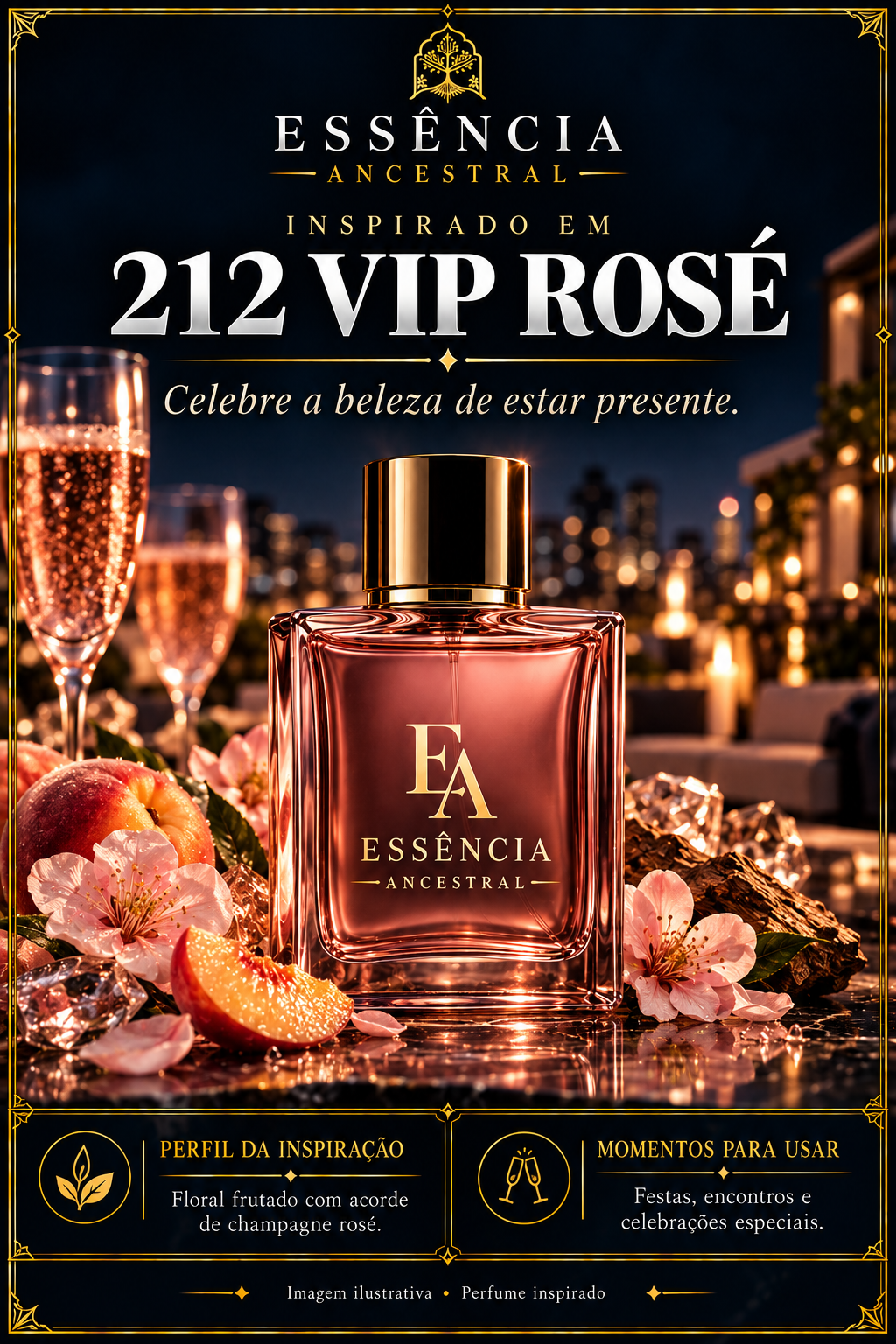 Essência Ancestral — Inspirado em 212 VIP Rosé — imagem ilustrativa.