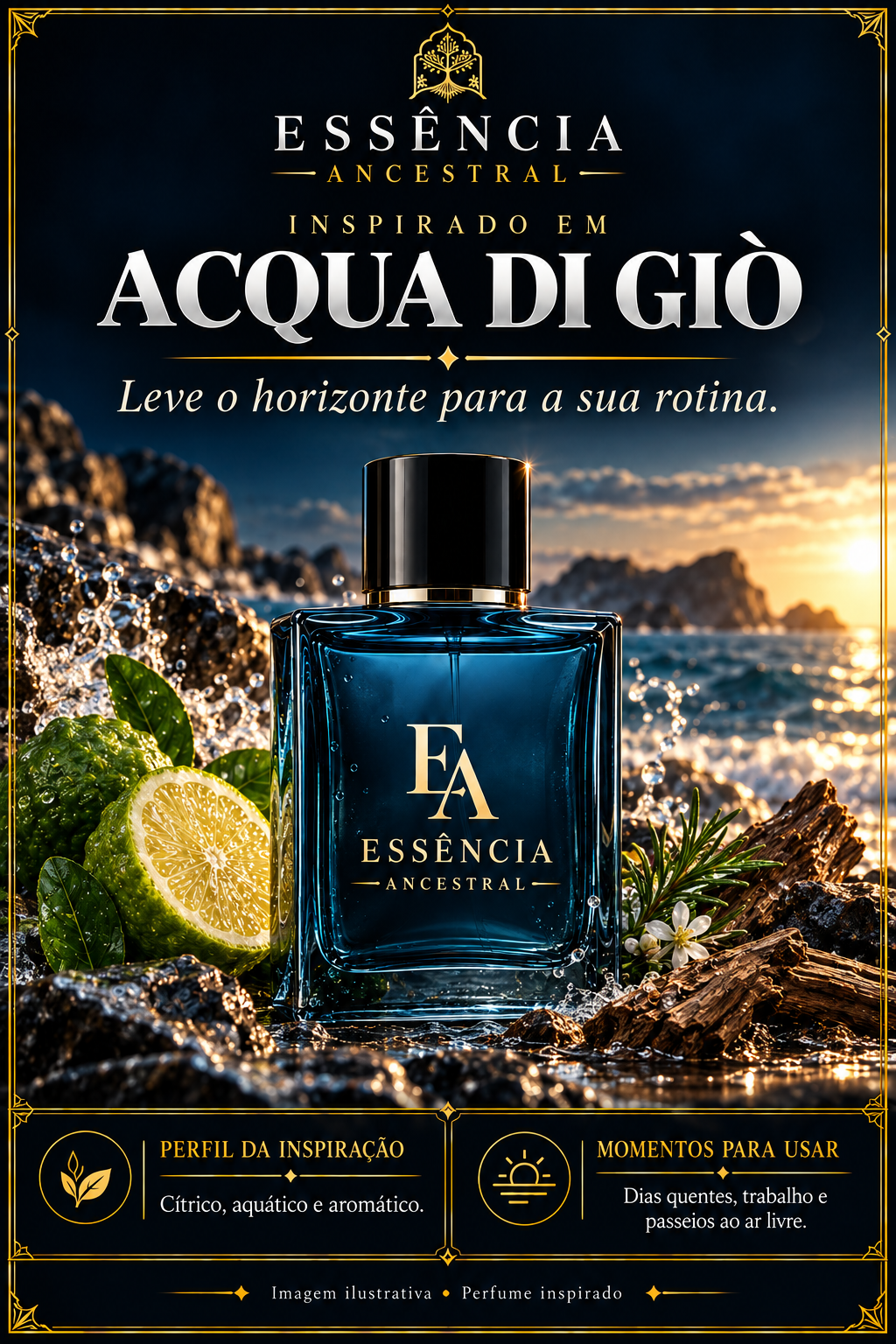 Essência Ancestral — Inspirado em Acqua di Giò — imagem ilustrativa.