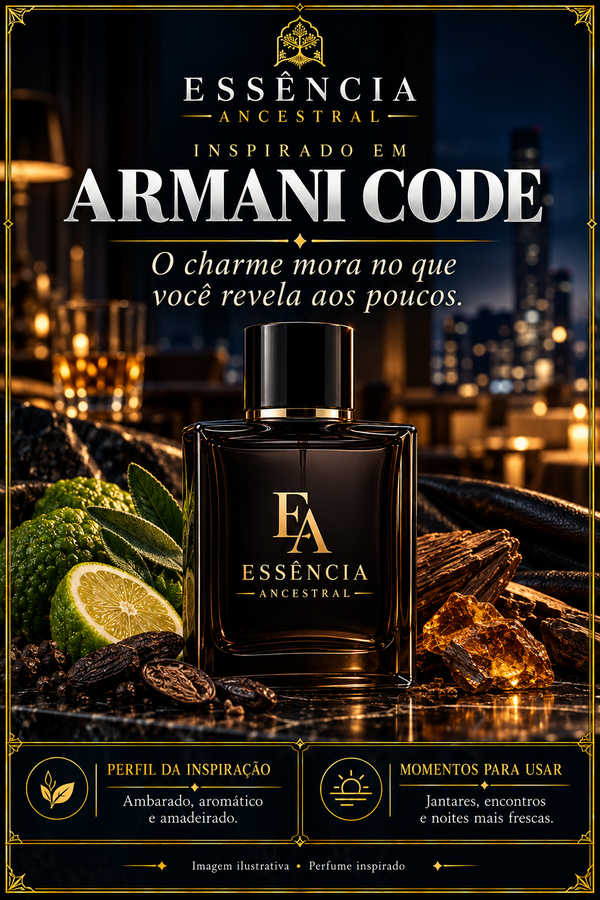 Essência Ancestral — Inspirado em Armani Code — imagem ilustrativa.