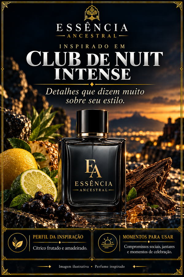 Essência Ancestral — Inspirado em Club de Nuit Intense — imagem ilustrativa.