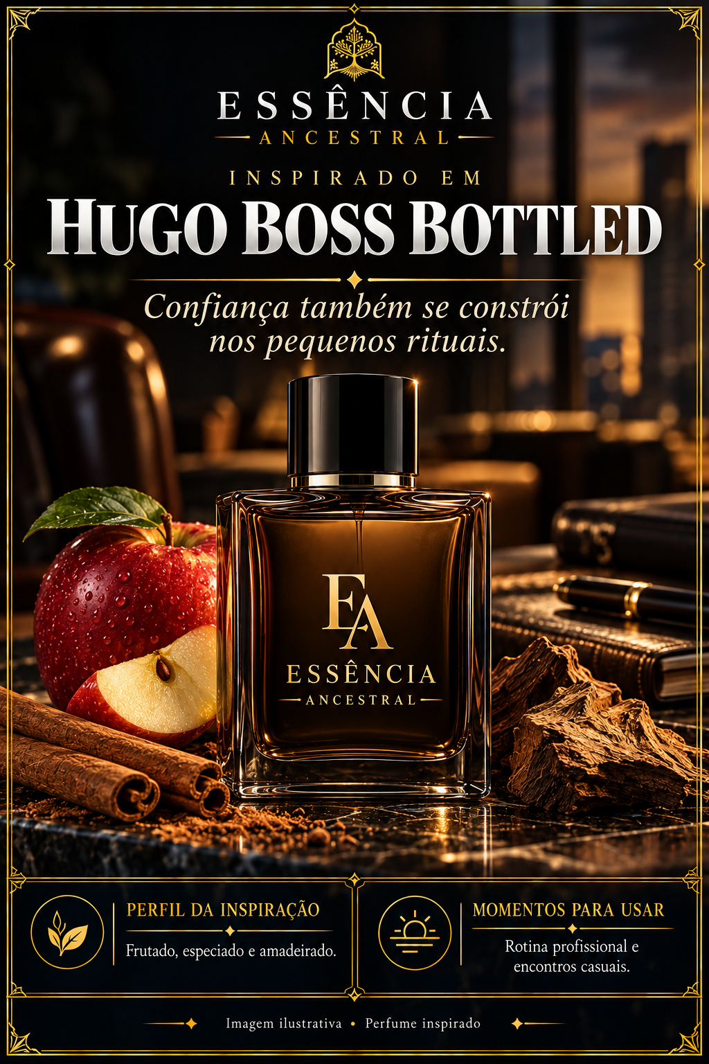 Essência Ancestral — Inspirado em Hugo Boss Bottled — imagem ilustrativa.
