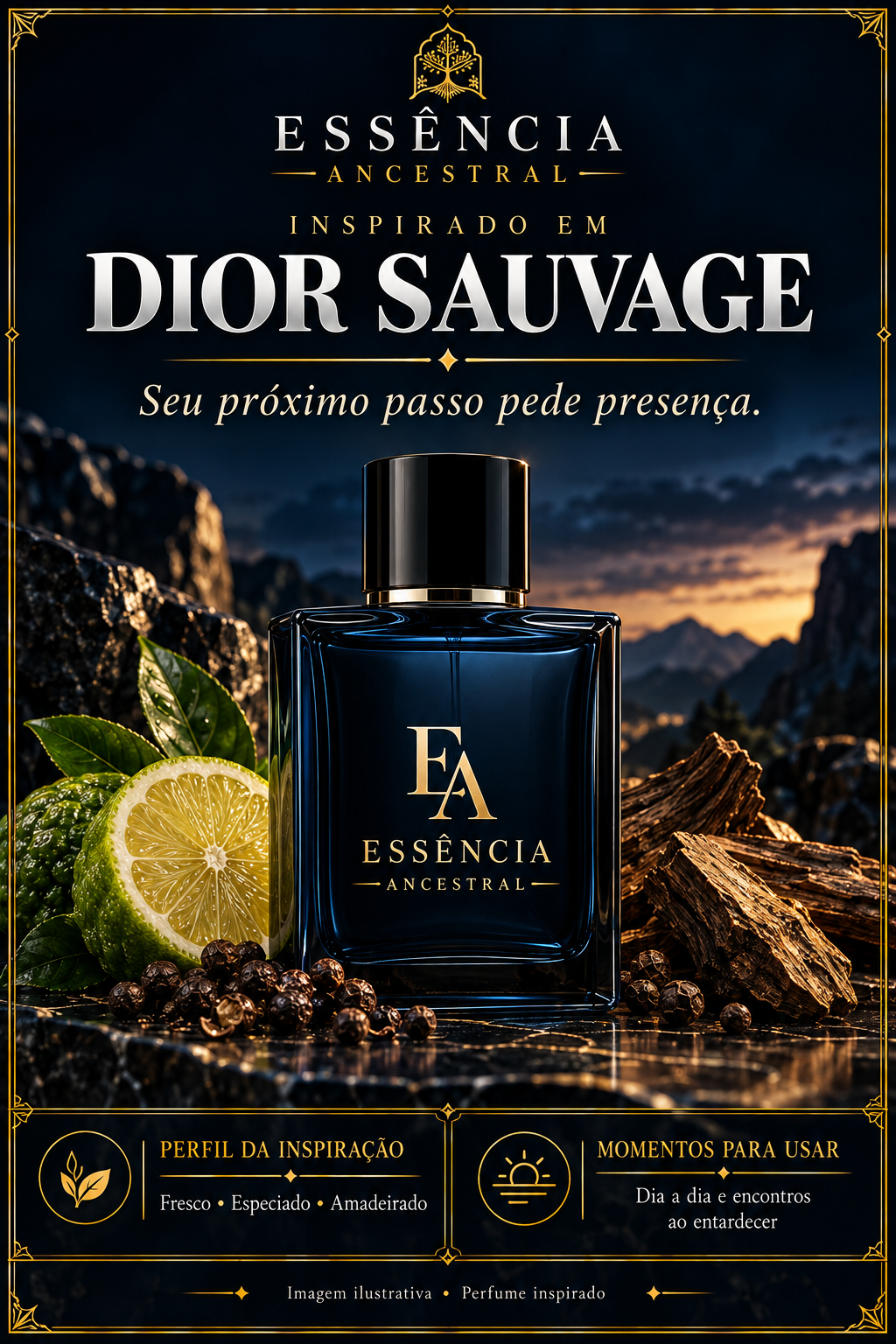 Essência Ancestral inspirado em Dior Sauvage — imagem ilustrativa.