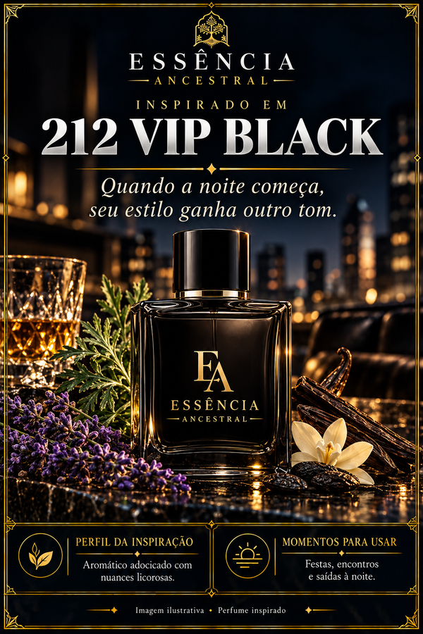 Essência Ancestral — Inspirado em 212 VIP Black — imagem ilustrativa.