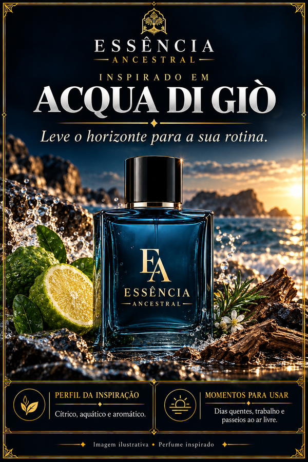 Essência Ancestral — Inspirado em Acqua di Giò — imagem ilustrativa.